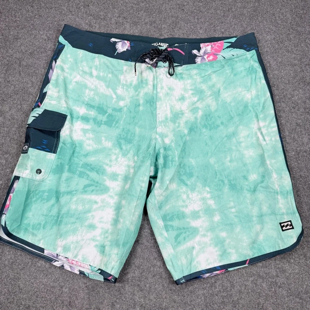 Billabong Recycler 73 Pro Board Shorts Mint Tie Dye Floral ABYBS00114 Mens 31